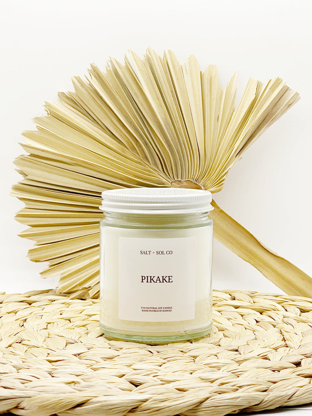 Shop Hawaiian Jasmine pikake Soy wax scented candle hand poured in Hawaii at salt and SOL co 