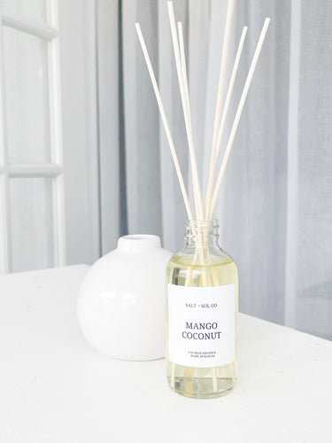 Mango coconut Reed diffuser oil made in Hawaii at salt + SOL co
