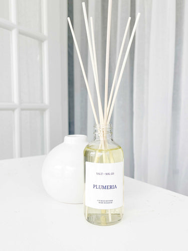 Shop Hawaiian plumeria Reed diffuser made in Hawaii  at salt and SOL co business