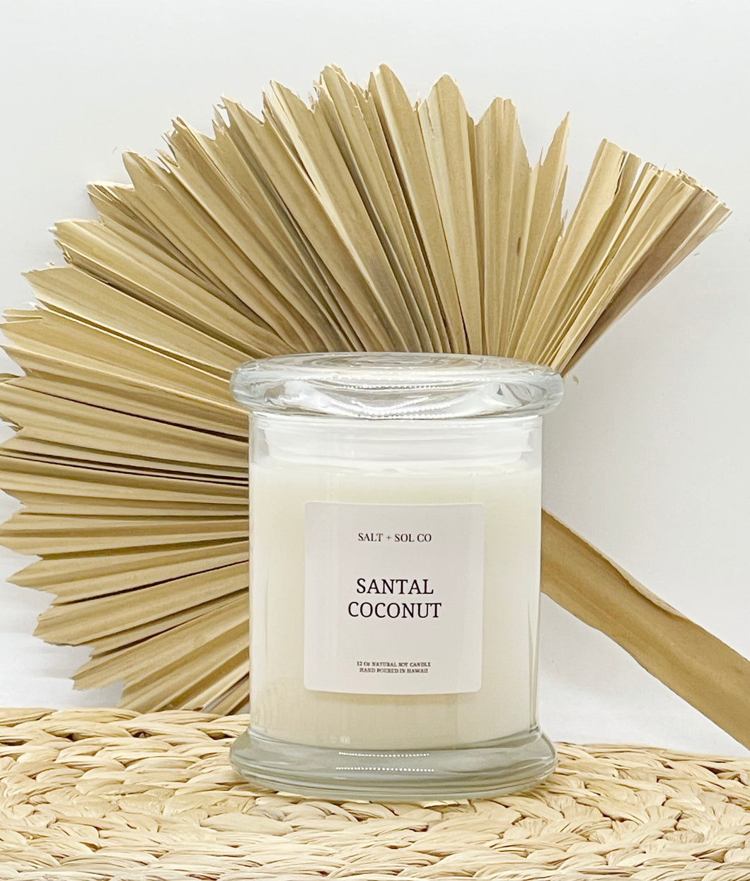 Santal Coconut pure all natural soy candles made in Hawaii at salt + SOL co candles 