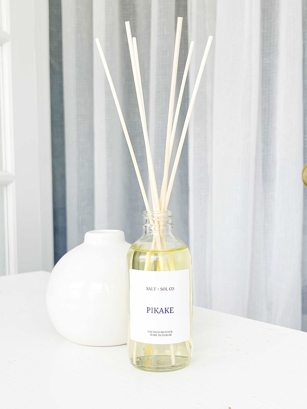 Hawaiian Jasmine Pikake Reed Diffuser oil made in Hawaii at salt + sol co 