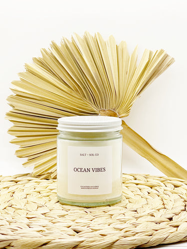 Luxury ocean vibes soy wax candles for sale at salt and sol co Hawaii candle company 