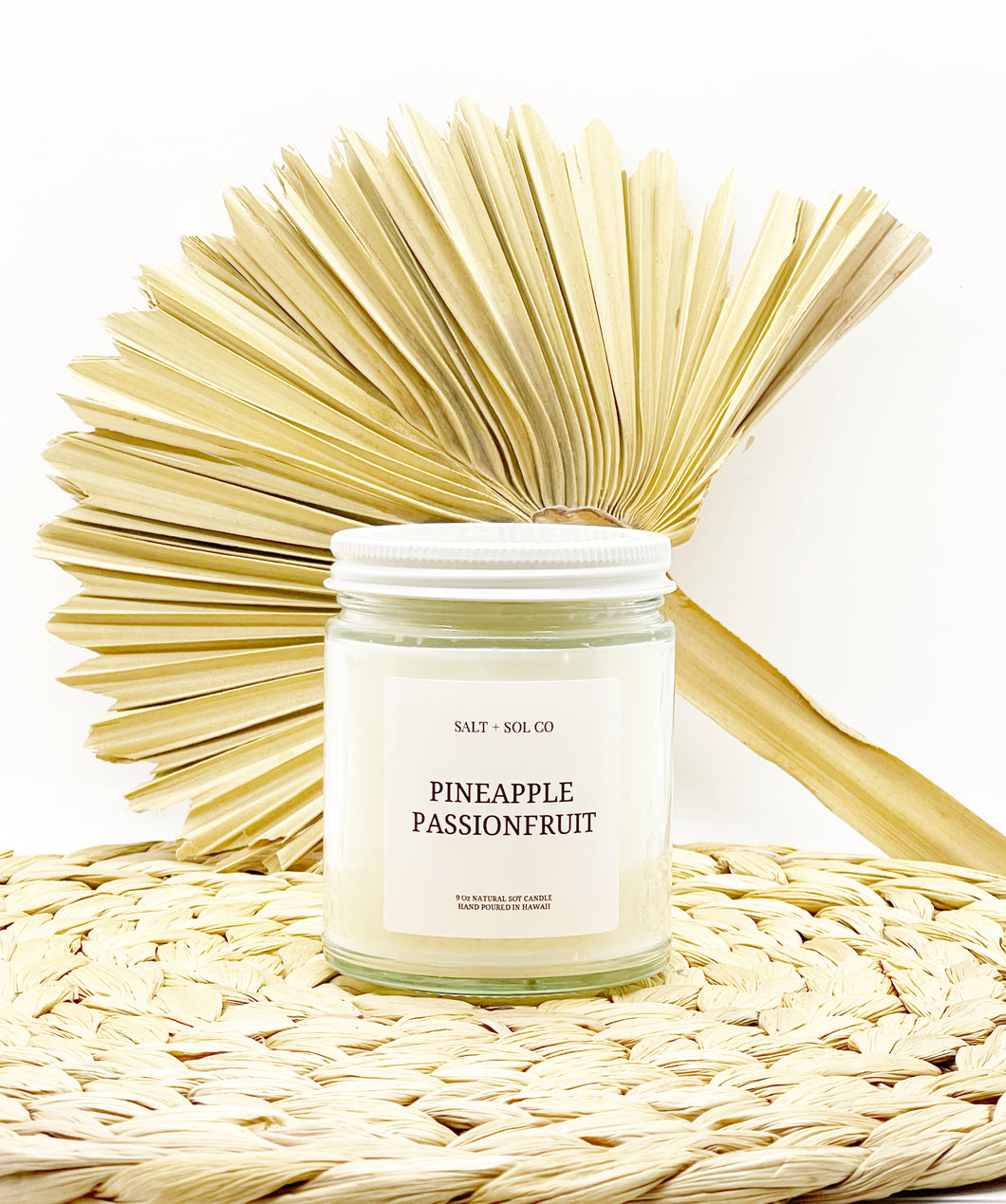Hawaiian pineapple passionfruit candle for purchase at salt + SOL co made in Hawaii 