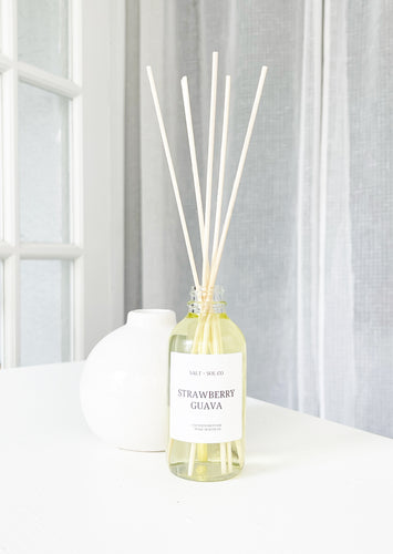 Shop Strawberry Guava scented reed diffuser made in Hawaii at salt and SOL co 