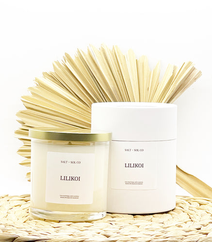 Lilikoi Luxury soy wax candles for
Purchase at salt + SOL co candles